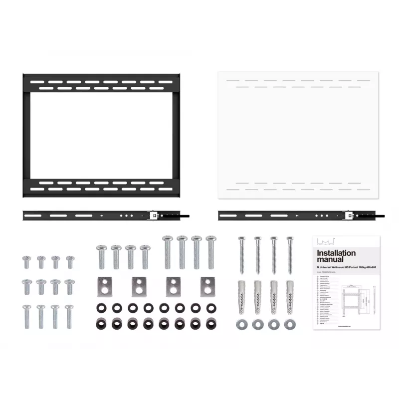 Sieninis laikiklis Multibrackets M Universal HD Portrait 60–100 colių, VESA 200x200–400x600, 100 kg, juodas