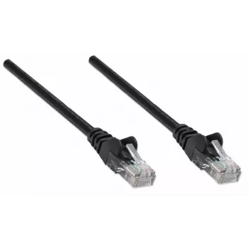 Intellinet tinklo jungiamasis kabelis, Cat5e, 10 m, juodas, CCA, U/UTP, PVC, RJ45, paauksuoti kontaktai, su apsauga nuo užkabinimo, su gaubtuku, viso gyvenimo garantija