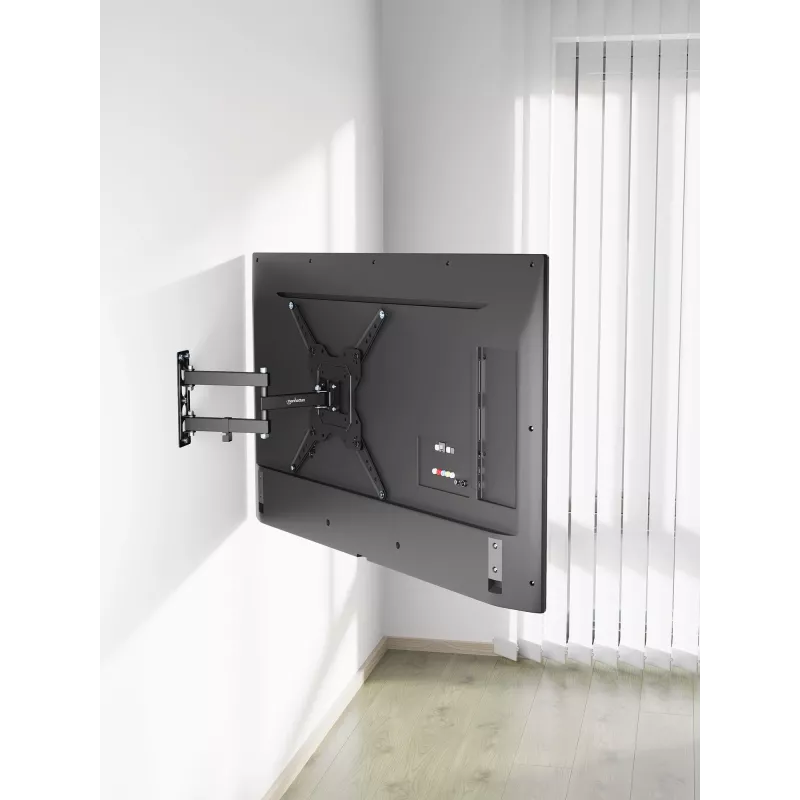 Manhattan pilno judesio TV ir monitorių laikiklis, 32–55 colių, VESA 100x100–400x400 mm, 30 kg, juodas