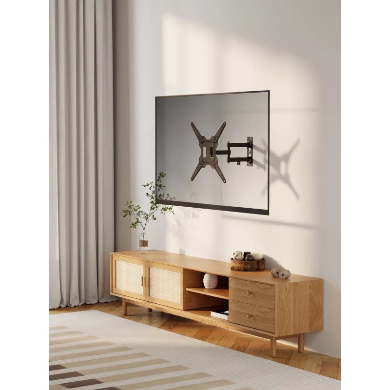 Manhattan pilno judesio TV ir monitorių laikiklis, 32–55 colių, VESA 100x100–400x400 mm, 30 kg, juodas