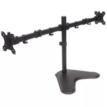 Manhattan dvigubas stalinis laikiklis televizoriams ir monitoriams (visiškai judamas), stovo komplektas, ekranams nuo 10 iki 27 colių, VESA 75x75 ir 100x100 mm, maks. 8 kg (kiekvienam), juodas