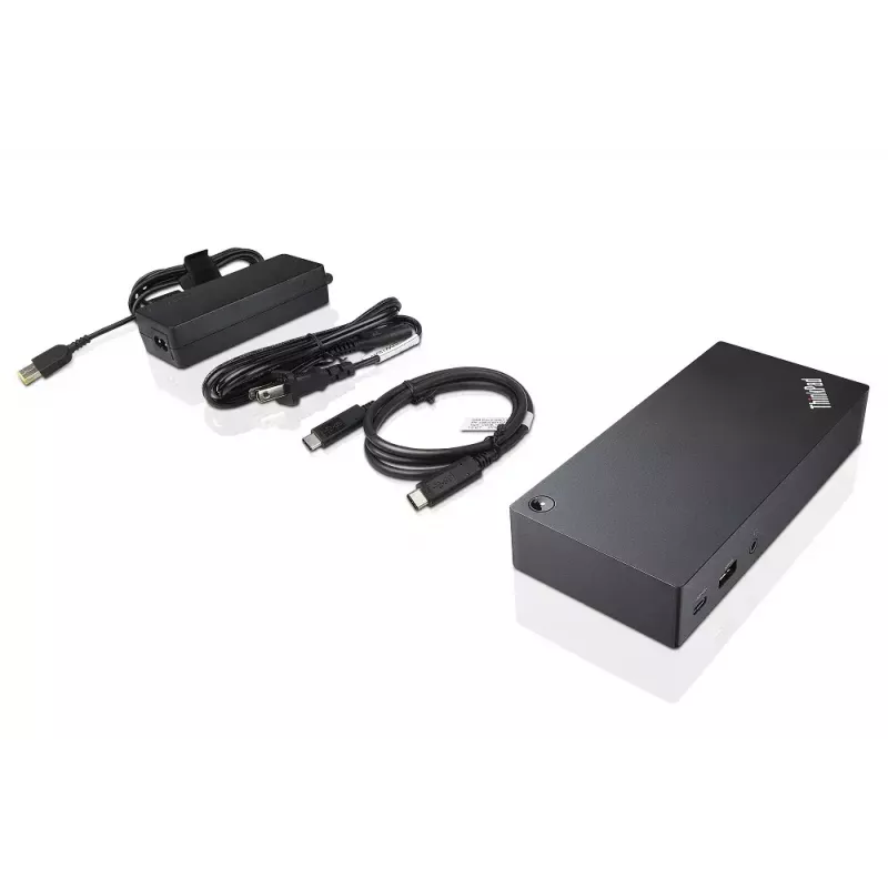 Lenovo 40A90090EU dokas / stotelė nešiojamam kompiuteriui, laidinis USB 3.2 Gen 1 (3.1 Gen 1) Type-C, juodas