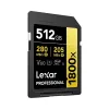 „Lexar Professional 1800x“ 512 GB SDXC UHS-II atminties kortelė (auksinė serija)