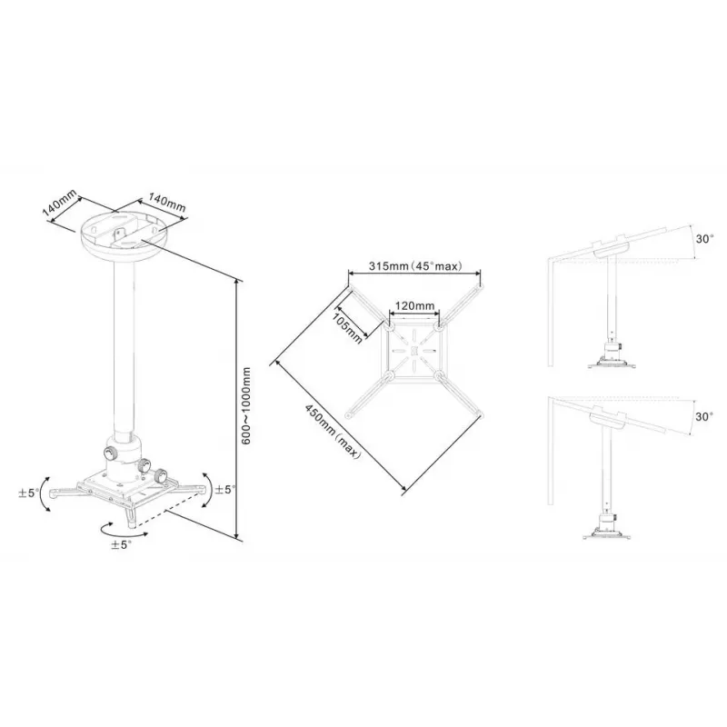 Multibrackets M Universal Projector lubų laikiklis 600-1000 su smulkiu derinimu