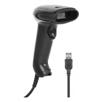 Manhattan CCD rankinis brūkšninių kodų skaitytuvas, USB, 60 mm nuskaitymo plotis, kabelis 152 cm, maksimali aplinkos šviesa 5000 liuksų (saulės šviesa), juodas, trejų metų garantija