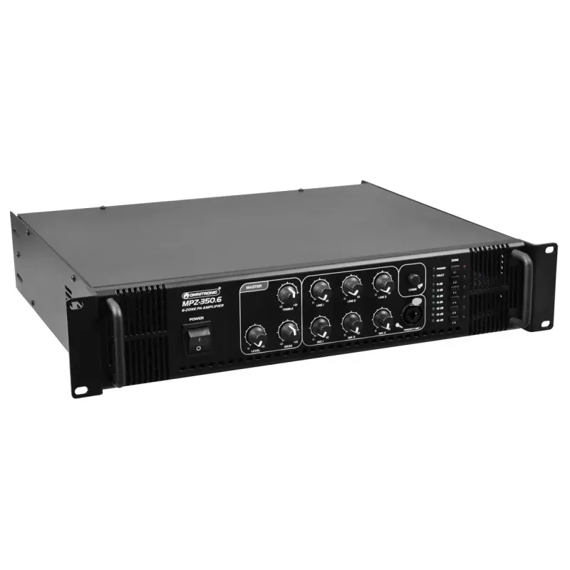 Omnitronic MPZ-350.6 ELA maišytuvinis stiprintuvas 350W, 19 inch, juodas