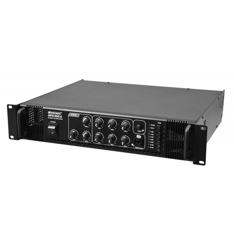 Omnitronic MPZ-350.6 ELA maišytuvinis stiprintuvas 350W, 19 inch, juodas