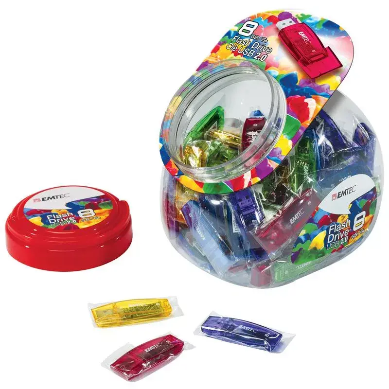 USB atmintukas Emtec 8GB USB Type-A C410 spalvų mišinys Candy Jar
