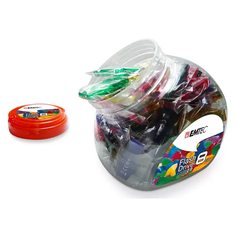 USB atmintukas Emtec 8GB USB Type-A C410 spalvų mišinys Candy Jar