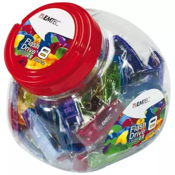 USB atmintukas Emtec 8GB USB Type-A C410 spalvų mišinys Candy Jar