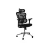 Ergonominė biuro kėdė EQUIP 651053 su galvos atrama ir porankiais, tinklinis atlošas, paminkštinta sėdynė, reguliuojamas aukštis 117–135 cm, plotis 660 mm, juoda
