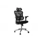 Ergonominė biuro kėdė EQUIP 651053 su galvos atrama ir porankiais, tinklinis atlošas, paminkštinta sėdynė, reguliuojamas aukštis 117–135 cm, plotis 660 mm, juoda