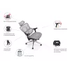 Ergonominė biuro kėdė EQUIP 651053 su galvos atrama ir porankiais, tinklinis atlošas, paminkštinta sėdynė, reguliuojamas aukštis 117–135 cm, plotis 660 mm, juoda