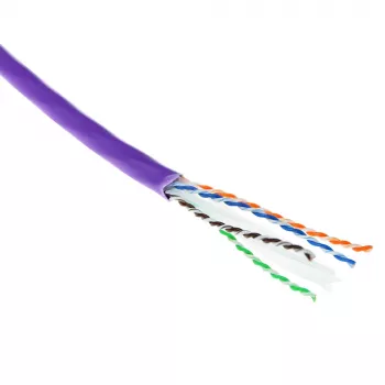 ACT Cat 6A U/UTP kietas montažinis kabelis, LSZH, CPR euroklasė ECA, 23AWG, violetinis, 500 m