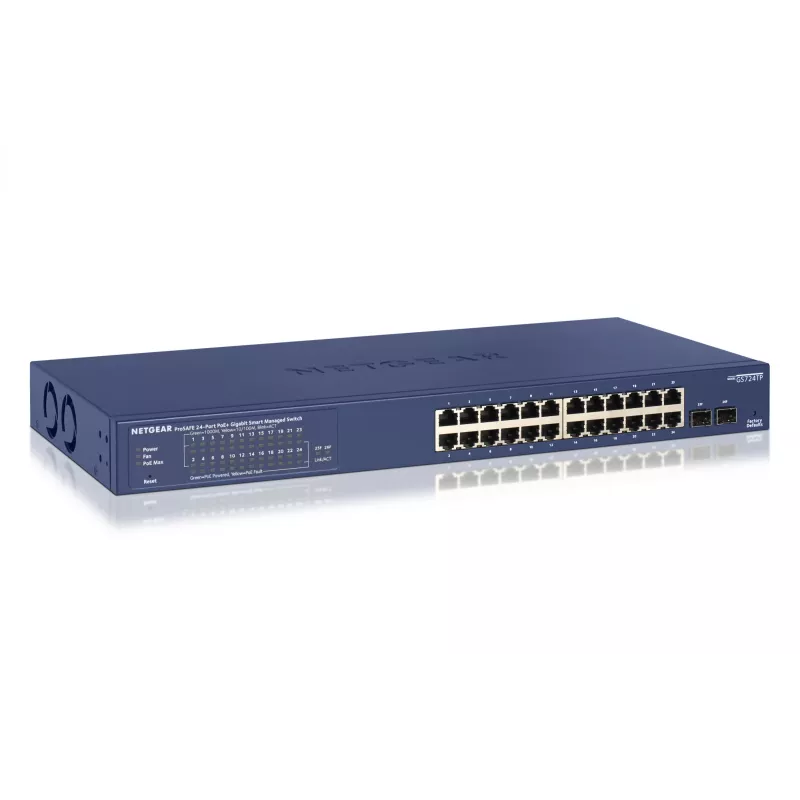 NETGEAR GS724TP valdomas L2/L3/L4 gigabitinis Ethernet (10/100/1000) „Power over Ethernet“ (PoE) 1U juodas, pilkas