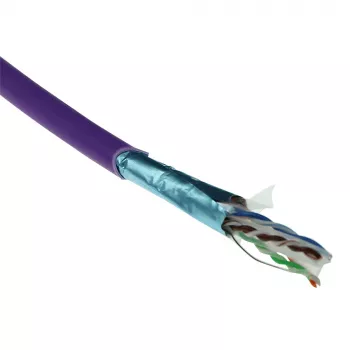 ACT Cat 6A F/UTP kieto laido montavimo kabelis, LSZH, CPR euroklasė ECA, 24AWG, violetinis, 500 m