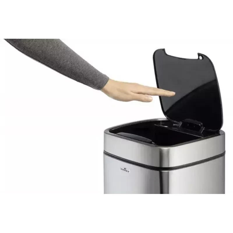 Durable TOUCH 21L stačiakampė nerūdijančio plieno šiukšliadėžė juoda sidabrinė