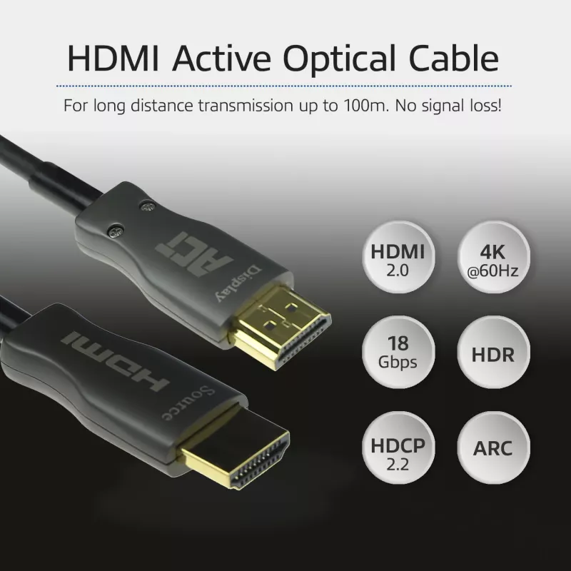 ACT 80 metrų HDMI Premium 4K aktyvus optinis laidas v2.0 HDMI-A kištukas - HDMI-A kištukas