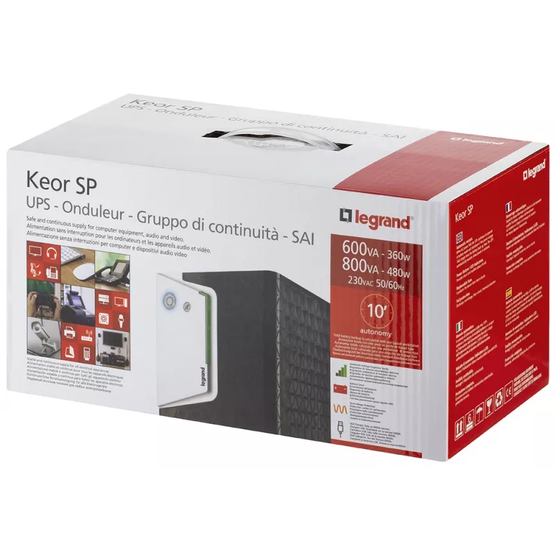 Legrand Keor ASI SP 800 GR nepertraukiamo maitinimo šaltinis (UPS) Linijinis-interaktyvus 0.8 kVA 480 W 2 AC lizdai