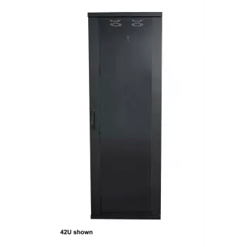 Intellinet 19 colių tinklo spinta – laisvai pastatoma (Basic), 22U, 600x800 mm (plotis x gylis), juoda, plokščia pakuotė, max 600 kg, vieno taško durų spyna, po vieną spyną šoninėms plokštėms, naudingas gylis 123–573 mm, stelažas, IP20, plienas
