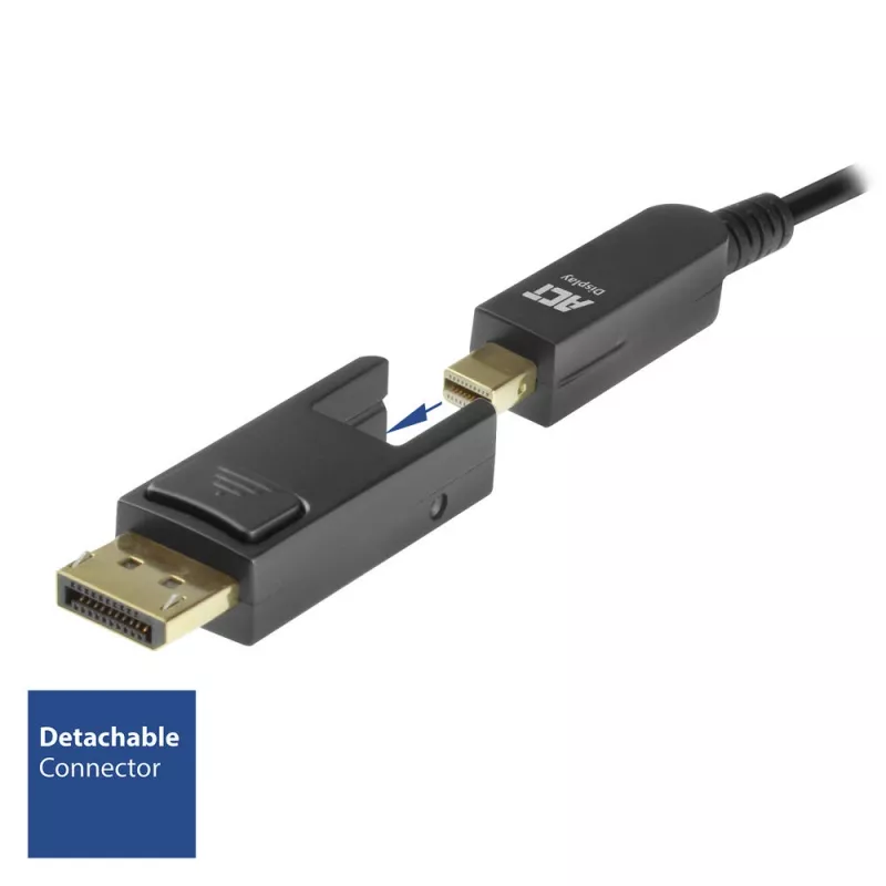 ACT DisplayPort 1.4 aktyvus optinis kabelis 8K 30 m su nuimama jungtimi