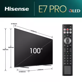 Hisense 100E77NQ PRO 2.54 m (100 colių) 4K Ultra HD išmanusis televizorius su Wi-Fi, juodas, 500 cd/m²