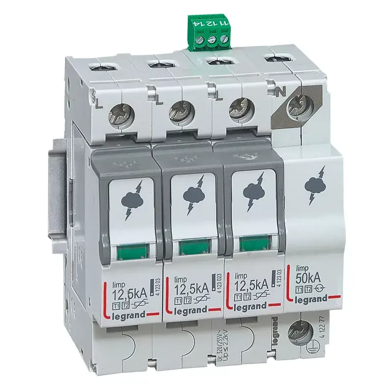 Legrand 412277 apsauginis įtaisas nuo viršįtampių T1+T2 3P+N 12.5kA