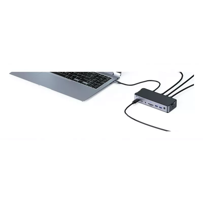 eSTUFF GLB232006 USB-C stotelė 3 prievadams USB 3.2 Gen 1 Type-C, aliuminis, juoda