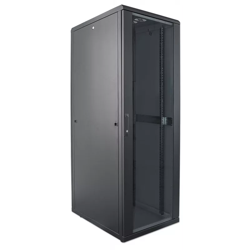 Intellinet 19 inch tinklo spinta – laisvai pastatoma, 32U, 600x600 mm (plotis x gylis), juoda, plokščioje dėžėje, maks. 1500 kg, kelių taškų durų spyna, po vieną spyną šoniniame skydelyje, naudingas gylis 123–373 mm, IP20, stelažas, plienas