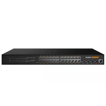 Valdomas L2+ Gigabit Ethernet jungiklis Yealink RCH240 — 24× RJ-45 (10/100/1000), PoE, 56 Gbit/s, montuojamas stelaže