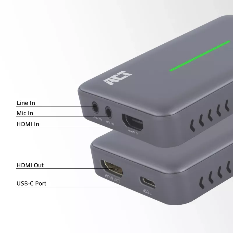 ACT USB-C vaizdo fiksavimo kortelė, HDMI 4K@60Hz perdavimas, 4K@30Hz fiksavimas