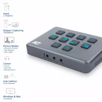 ACT Dual HDMI įvesties USB-C vaizdo perjungiklis 60Hz pilkas