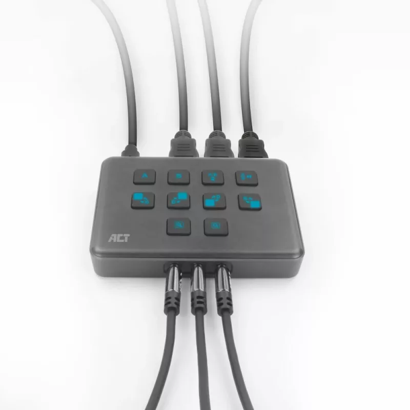 ACT Dual HDMI įvesties USB-C vaizdo perjungiklis 60Hz pilkas