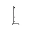 Mobilus TV vežimėlis EQUIP 50–90 colių su pegboard lentyna, VESA 200x200–600x400, 60 kg, juodas