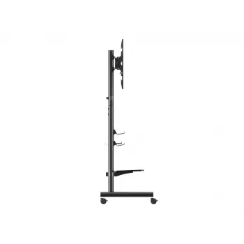 Mobilus TV vežimėlis EQUIP 50–90 colių su pegboard lentyna, VESA 200x200–600x400, 60 kg, juodas