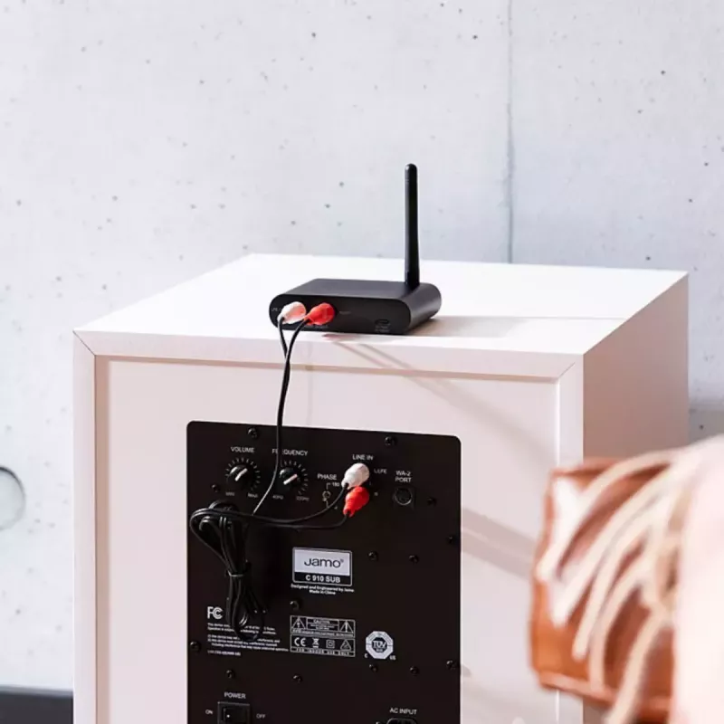 Marmitek Subwoofer Anywhere 640 – belaidis garso siųstuvas ir imtuvas žemųjų dažnių kolonėlei