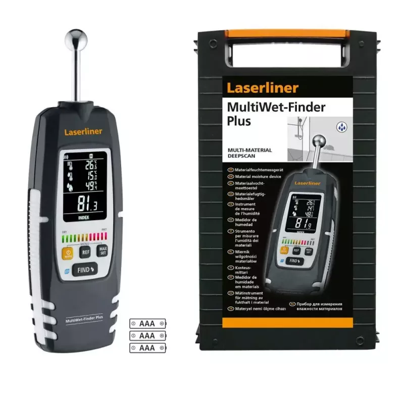 Laserliner MultiWet-Finder Plus elektroninis drėgmės matuoklis juodas baltas skaitmeninis ekranas