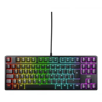 Mechaninė žaidimų klaviatūra CHERRY K4V2 RGB – Tenkeyless 80–87 %, AZERTY prancūziška, USB, RGB foninis apšvietimas, 68 klavišai, 2 m laidas, juoda