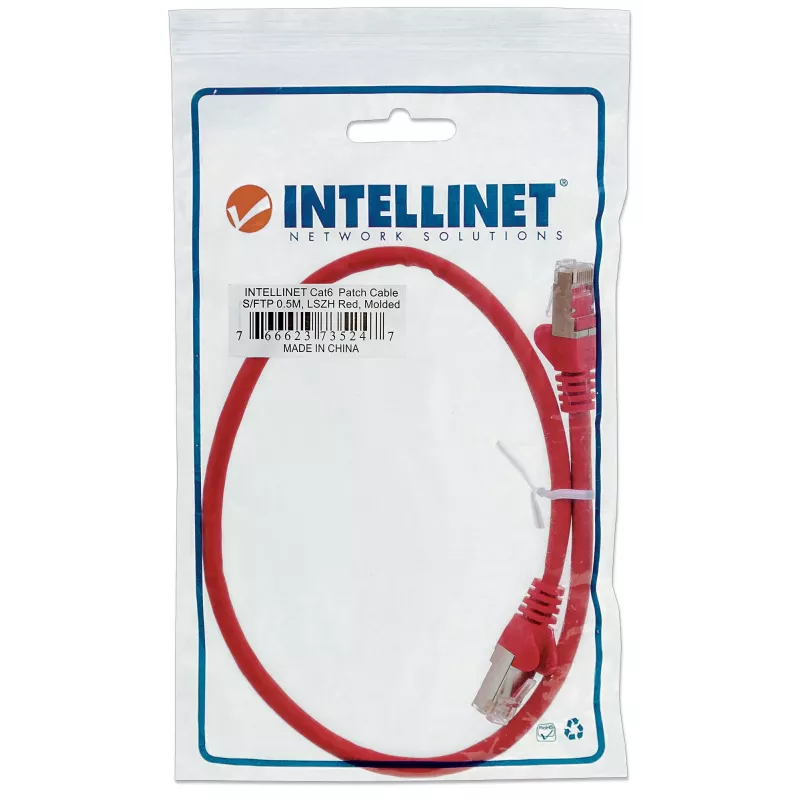 Intellinet tinklo kabelis Cat5e, 15 m, raudonas, CCA, SF/UTP, PVC, RJ45, auksuoti kontaktai, be užkabliukų, su apsauginiu gaubteliu, viso gyvenimo garantija