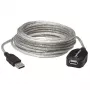 Manhattan USB-A prailginimo kabelis, 5 m, aktyvus, sidabrinis, 480 Mbps (USB 2.0), su kartotuvu