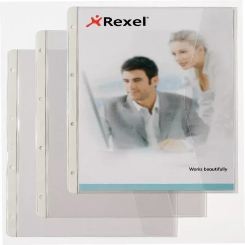 Rexel dokumentų aplankas su užlenkiamu atvartu, 220 x 300 mm, skaidrus, 0,13 mm, 5 vnt.