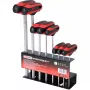 Šešiabriaunių raktų rinkinys su T formos rankena KS Tools 158.8130 – 8 vnt., trumpa ranka, bendras svoris 1,08 kg