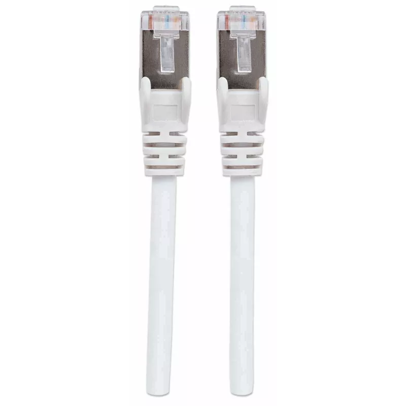 Intellinet Network Patch Cable Cat7 / Cat6A jungtys 30m balta varinė S/FTP LSOH / LSZH PVC RJ45 auksuoti kontaktai apsaugoti nuo užkliuvimo su gaubtuku visam gyvenimui garantija