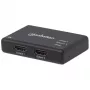 Manhattan HDMI skirstytuvas 2 prievadai, 4K@30Hz, iš vieno HDMI šaltinio į du HD ekranus (tas pats vaizdas abiejuose), maitinamas iš tinklo (kabelis 0,9 m), juodas, trejų metų garantija