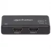 Manhattan HDMI skirstytuvas 2 prievadai, 4K@30Hz, iš vieno HDMI šaltinio į du HD ekranus (tas pats vaizdas abiejuose), maitinamas iš tinklo (kabelis 0,9 m), juodas, trejų metų garantija
