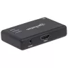 Manhattan HDMI skirstytuvas 2 prievadai, 4K@30Hz, iš vieno HDMI šaltinio į du HD ekranus (tas pats vaizdas abiejuose), maitinamas iš tinklo (kabelis 0,9 m), juodas, trejų metų garantija