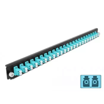 Delock 19 colių priekinis skydelis su 24 LC Duplex prievadais, aqua