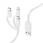 Įkrovimo laidas Hama 3-in-1, USB-A – Micro-USB, USB-C ir Lightning, 1,0 m, baltas