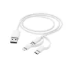 Įkrovimo laidas Hama 3-in-1, USB-A – Micro-USB, USB-C ir Lightning, 1,0 m, baltas