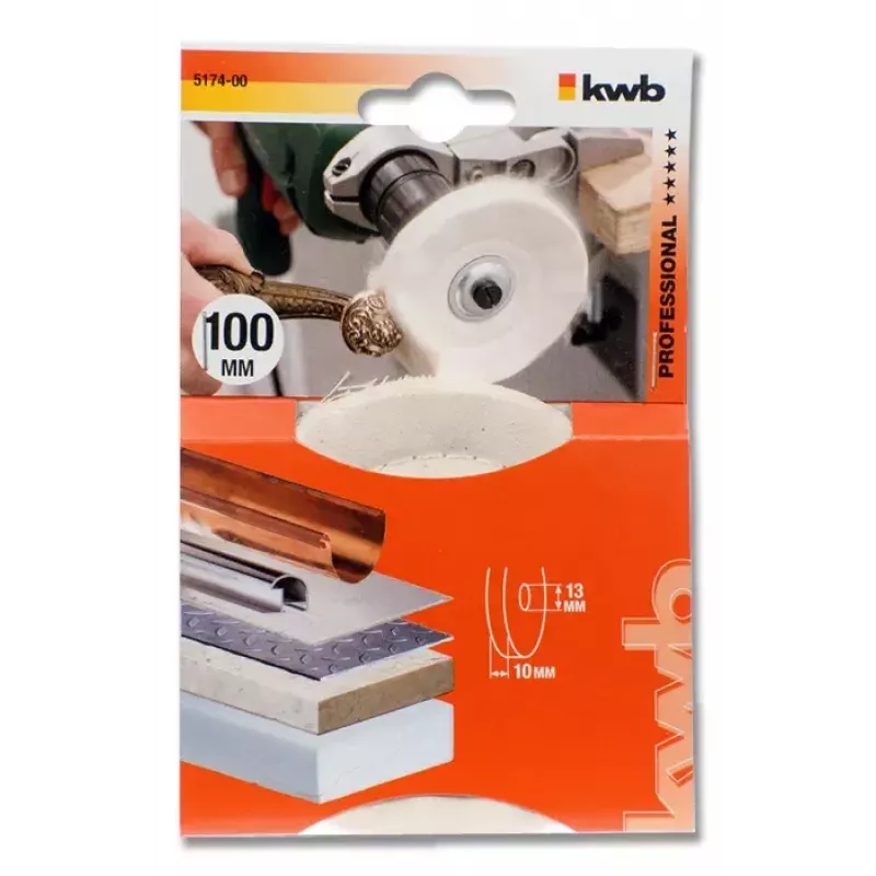 Poliravimo ratukas KWB 517400, 10 cm darbinis skersmuo, 1,3 cm kotelio skersmuo